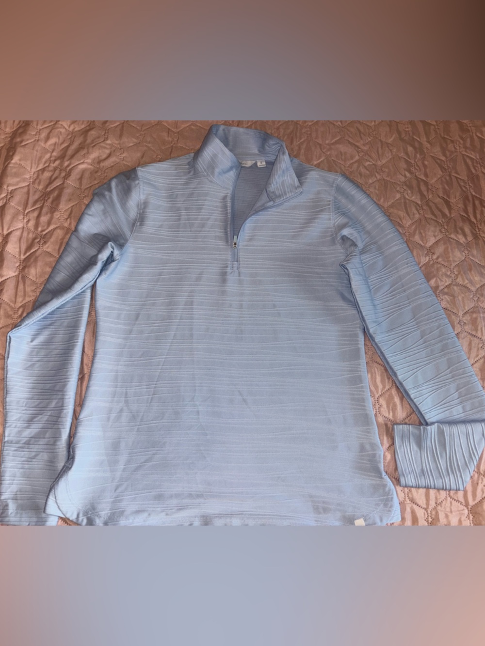 Lady Hagen Light Blue Ribbed Quarter-Zip Pullover